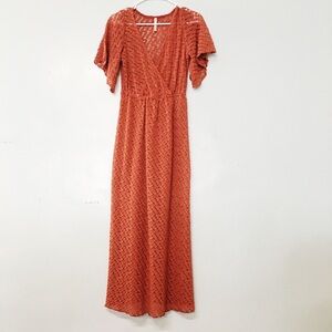 **Burt Orange sheer lace dress small maxi boho